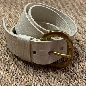 Rachel Comey Estate Belt Size M White Leather Snakeskin Pattern